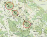 Góry Wałbrzyskie szlaki: mapa z zaznaczonymi trasami pieszymi i punktami widokowymi.