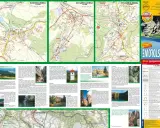 Mapa turystyczna Gór Stołowych z zaznaczonymi szlakami, miejscowościami i atrakcjami.