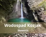 Wodospad Kozjak w Słowenii, ukryty w skalnej grocie, z turkusową wodą i bujną zielenią.
