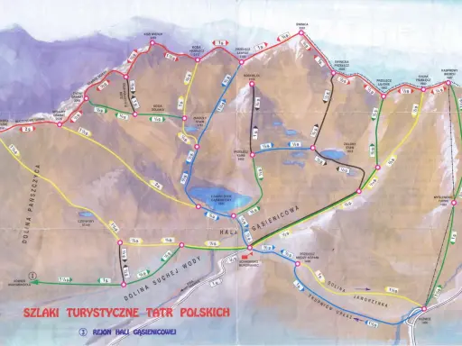 Mapa turystyczna Tatr Polskich. Odkryj najpiękniejsze szlaki Tatry, od Doliny Gąsienicowej po Kozi Wierch.
